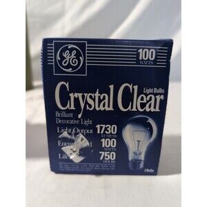 2 NEW GE Crystal Clear Decorative Light Bulbs 100W #8866090